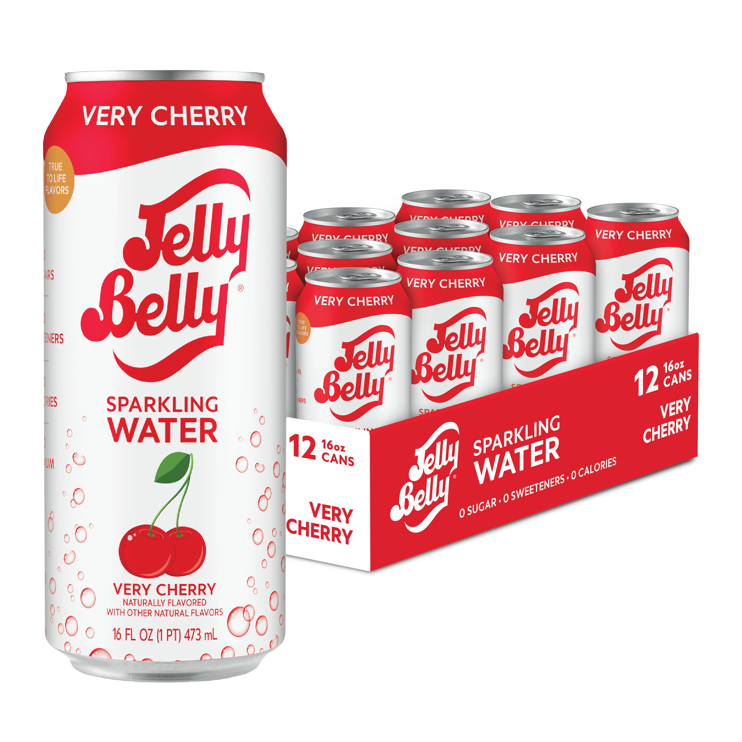 Jelly Belly Very Cherry Sparkling Water, SugarFree 0 Calorie Seltzer