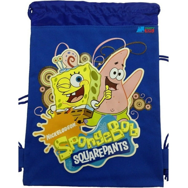 Drawstring Bag Spongebob Squarepants Blue 13" X 11"