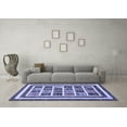 thumbnail image 3 of Ahgly Company Machine Washable Indoor Round Abstract Blue Modern Area Rugs, 4' Round, 3 of 4
