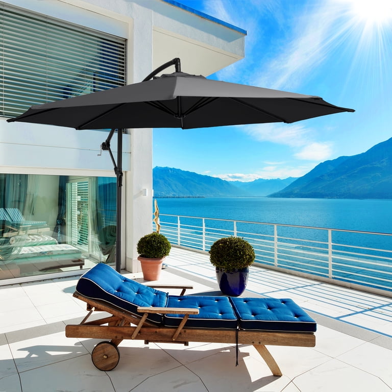 jearey patio umbrellas 6.5x10 ft Rectangular Outdoor Market Umbrella with Push Button Tilt and Crank, Rectangle Table Umbrella 6 Sturdy Ribs UV Protection for Pool Garden Backyard Deck, Yellow For added security in varying conditions Jearey 10ft Offset Hanging Outdoor