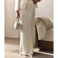 thumbnail image 6 of Women 2 Piece Skirt Sets Long Sleeve Button-Up Outerwear with Maxi Skirt Vacation Outfits Milky White S, 6 of 8