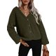 thumbnail image 1 of Chaqueta de lana para mujer Abotonada Manga larga Cuello en V Fuzzy Abrigos casuales cálidos MABOTO Abrigo de mujer, 1 of 7