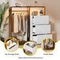 thumbnail image 6 of Laintene Dresser for Bedroom with Hanging Closet, 3 Drawers Dresser with LED Lights & Charging Station, 3-in-1 Wooden Storage Chest of Drawers for Bedroom, White & Brown, 6 of 10