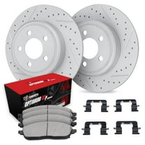 R1 Concepts Drilled and Slotted Carbon Coated Disc Brake Rotor Set with Optimum Oe Pads and Hardware WBUH1-45004