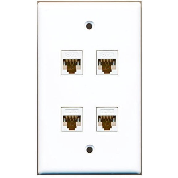 RiteAV - 4 Port Cat6 Female-Female Wall Plate White