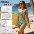 thumbnail image 5 of Garronmavis Bikini Sets for Women Crisscross Tie Back Bathing Suit Tropical Print High Waisted Tummy Control Summer Beach Swimsuits with Side Tie Bottom, 5 of 6