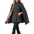 thumbnail image 4 of INSPIRE CHIC Women's Winter Slit Sleeve Double Breasted Cloak Coat M Dark Gray, 4 of 6