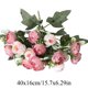 thumbnail image 3 of Ramo de Rosas Artificiales con Acentos de Tela de Satén, 40 x 16 cm, Disponible en Blanco, Rosa, Púrpura, Naranja, para Decoración del Hogar o Regalos, 3 of 8