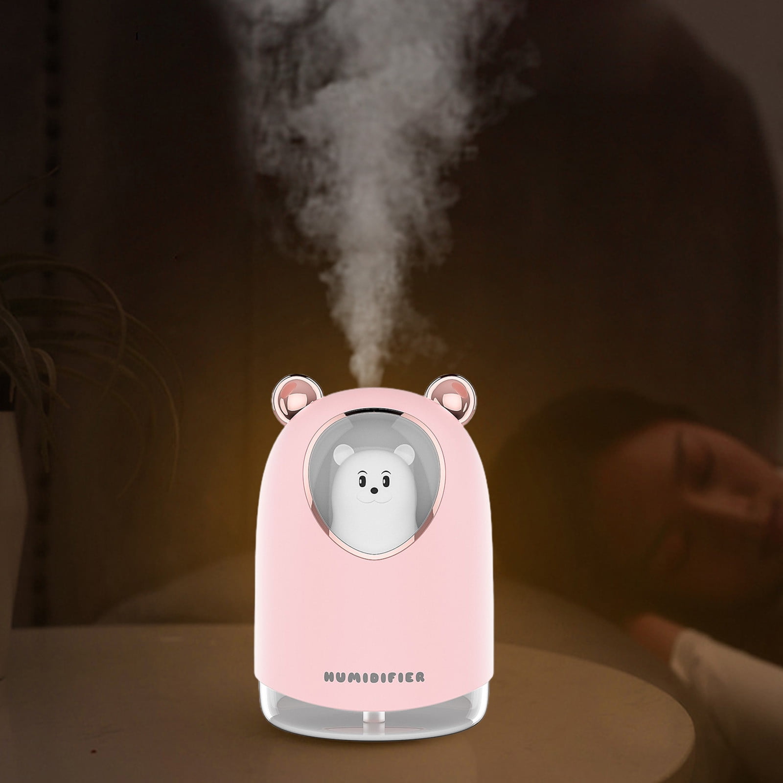 Uandlove Air Humidifier Cute Pet Humidifier Mini Household Small Hydrating Aaromatherapy Car Bear Usb Humidifier Pink