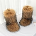 thumbnail image 2 of Botas de nieve de piel de zorro de tubo medio con punta redonda y tacón plano europeo y americano para invierno, 2 of 6