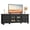 Black, variant on Buildhom Farmhouse TV Stand with Storage, 4-Drawer Rustic Brown Entertainment Center for Living Room, Walnut