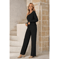 thumbnail image 4 of Womens Knitted Outfits 2 Pieces Sweatsuit Off the Shoulder Sweater Wide Leg Pant Set, 4 of 6