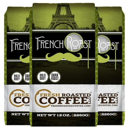 French Roast, Whole Bean Coffee, Fresh Roasted Coffee LLC. (12 oz. 3pk Whole (Best Way To Store Roasted Coffee Beans)