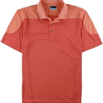 PGA Tour Mens Colorblocked Golf Polo Shirt, Orange, Small