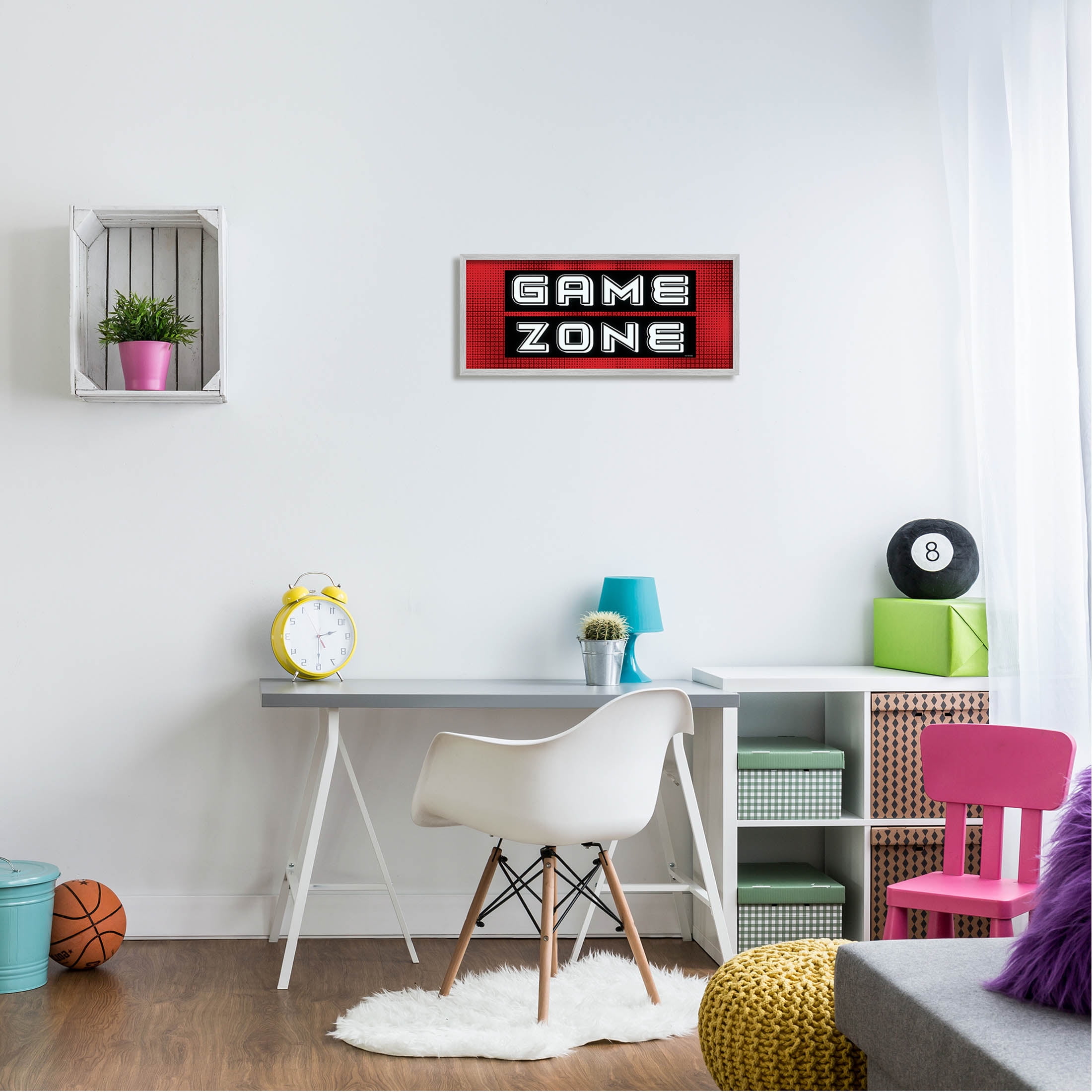 Video Game Zone Patterned Art for Kids Graphic Art Gray Framed Art Print Wall Art