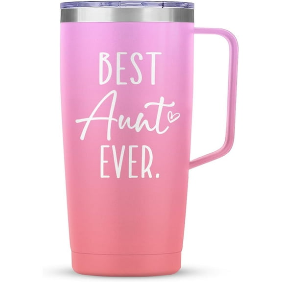 Best Aunt Tumbler Auntie Cup with Handle 20oz Stainless Steel Insulated Coffee Travel Mug Cups Gifts for Aunts from Niece Nephew Gift for Birthday Christmas