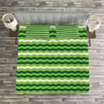 thumbnail image 3 of Ambesonne Green Quilted Bedspread Set 3 Pcs, Wavy Lines Irish Cultural, King Size, Lime Green Dark Green, 3 of 3