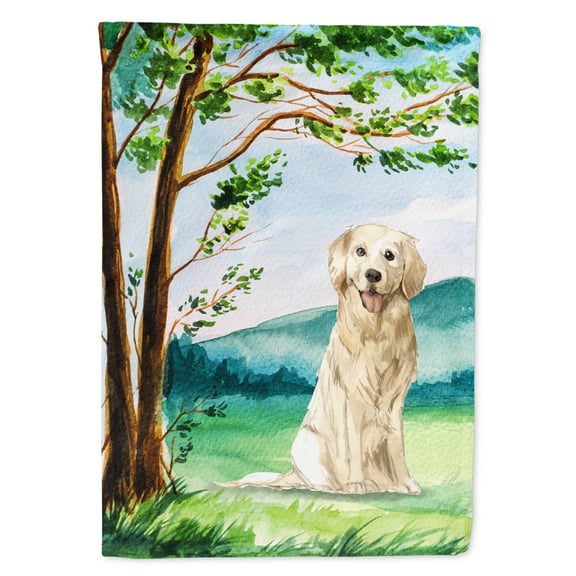 Carolines Treasures CK2572GF Under the Tree Golden Retriever Flag Garden Size  Small multicolor
