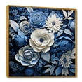 thumbnail image 2 of Designart "Seasonal Flowers In Watercolor Blues And Whites I" Flowers Floater Framed Wall Art Living Room, 2 of 5