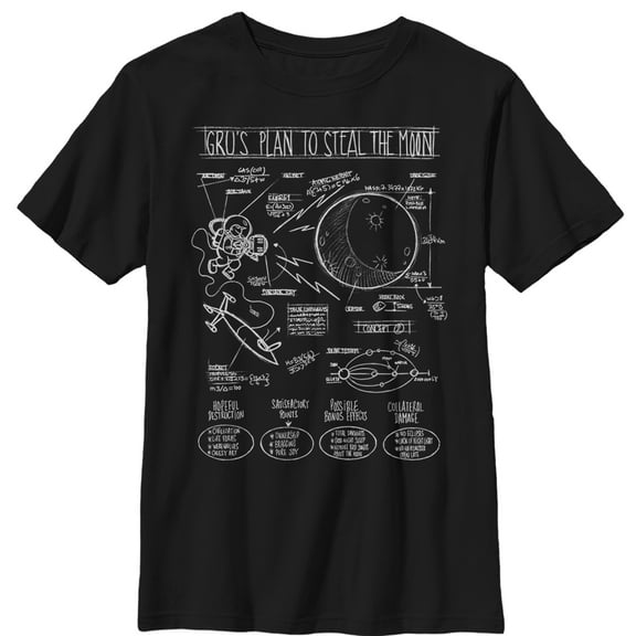 Boy's Despicable Me Gru Plans to Steal Moon Graphic Tee Black Large