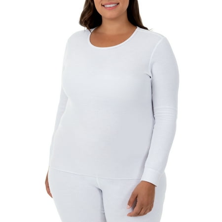 Fit for Me by Fruit of the Loom Women's Plus Size Waffle Thermal Underwear Crew