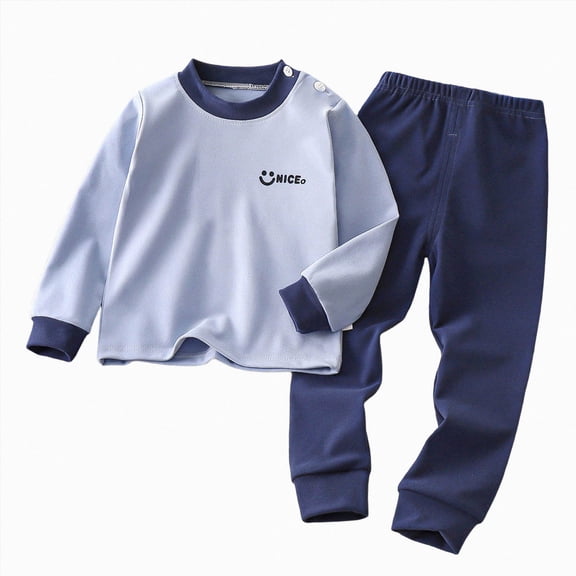 felwors Boys and Girls Pajama Sets, Long Sleeve 2 Piece Graphic Crewneck Boys' Sleepwear (Blue,4-5 Years)