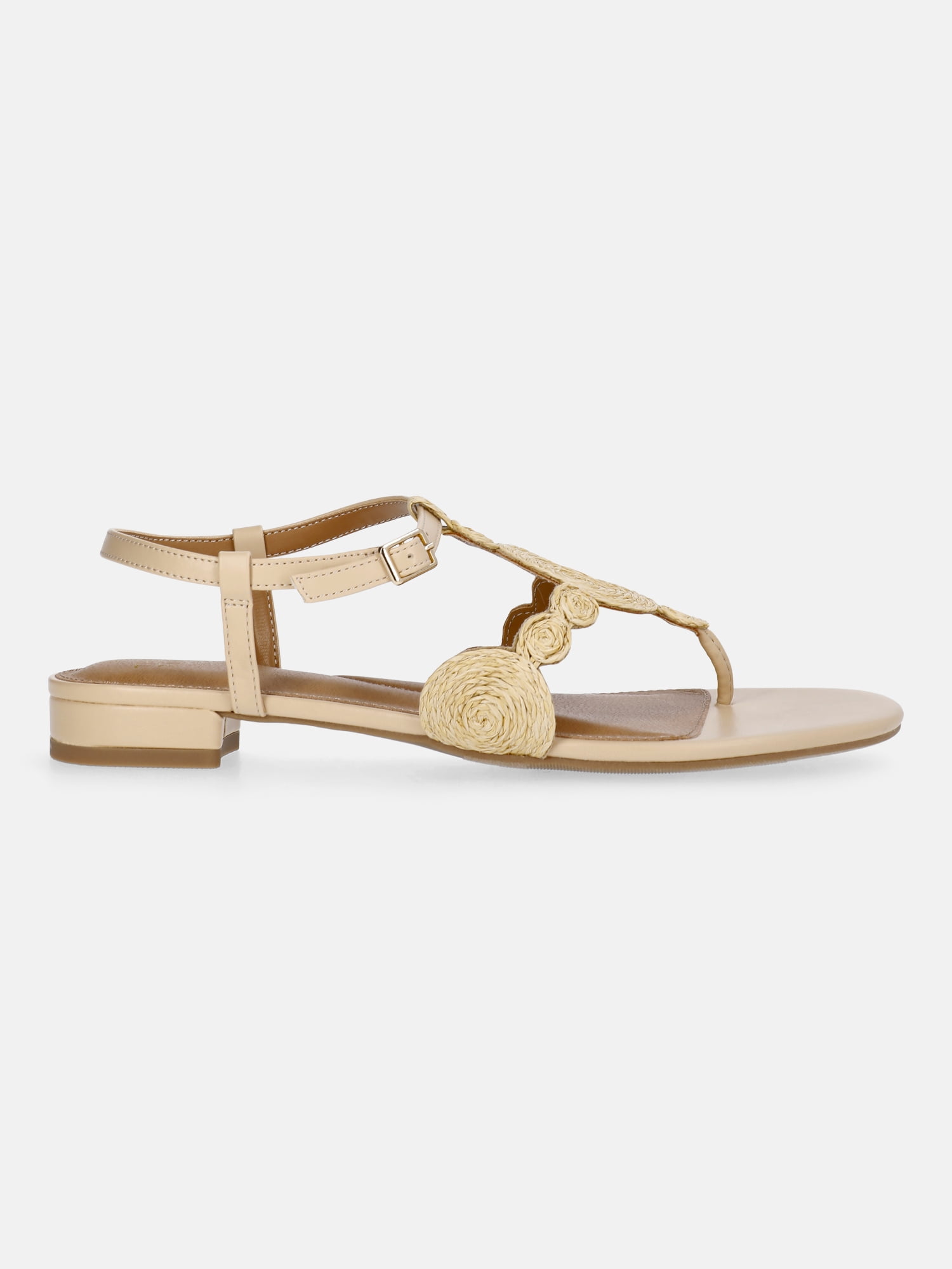 Time and Tru Women's Raffia Circle Thong Sandals
