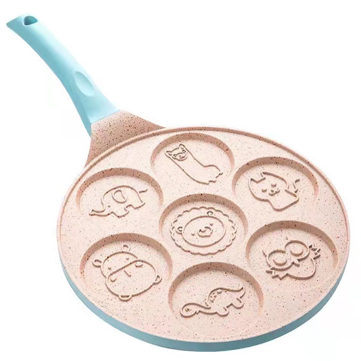 Threns Pancake Pan with Handle 7 Animal Molds Pancake Maker Pan for Kids Non-stick Stovetop Egg Frying Pan Cute Breakfast Griddle Pan