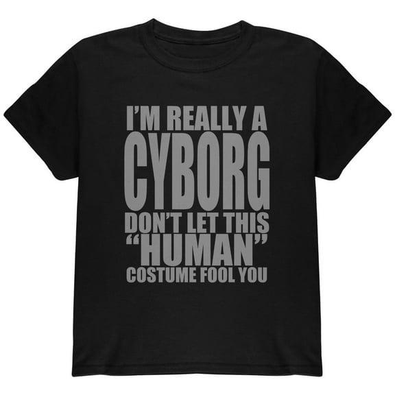 Halloween Human Cyborg Costume Youth T Shirt Black YLG