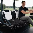 thumbnail image 4 of Bulopur Black Marble Golf Seat Covers for Cart Waterproof Golf Cart Seat Towel Blanket with 4 Front Pockets Compatible with EZGO, Yamaha, Club Car, 4 of 8