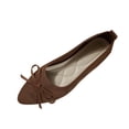 thumbnail image 2 of Willtoo Women's Pointed Toe Flats Shoes for Ladies Girls Cute Bowknot Knit Breathable Comfortable Slip On Casual Dressy Ballet Flats for Walking Work Business Brown, 2 of 5