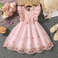 thumbnail image 2 of Ruyang Toddler Baby Tulle Dress Bow Flower Print Pleated Smocked Dresses Elegant Cute Ruffles Sleeve Summer Casual Dresses, 2 of 6