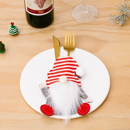 

BETADOG Clearance Christmas Gnome Tableware Holder Silverware Holders Pockets Set Spoon Fork Bags For Holiday Xmas Party Dinner Table Decorations Clearance Deals