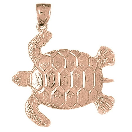 14K Rose Gold Turtles Pendant - 41 mm