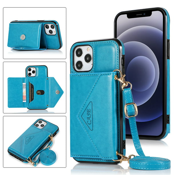 Dteck Case For Apple Iphone 12 Pro Max 6 7 Inch Luxury Leather Wallet Case Magnetic Flip Card Holder Slots Back Protective Kickstand Phone Cover With Shoulder Strap About 1 4m Blue Walmart Com Walmart Com