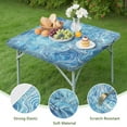 thumbnail image 4 of Blue White Tie Dye Wave Pattern Square Fitted Tablecloth with Elastic Edge,Square Table Cover,Washable Elastic Table Cover for Home Kitchen Party Decor 34"x34", 4 of 6