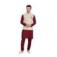 thumbnail image 6 of Classic Maroon, Traditional Cotton Kurta Pajama Set with Elegant Jacket, 6 of 9