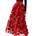 thumbnail image 3 of Flowy Skirt for Women Carnival Heavywork A Line Chiffon With Polka High Waist Elegant Layered Ruffle Casual Party Wear Womens Skirts Red L, 3 of 5