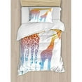 thumbnail image 1 of Ambesonne Giraffe Mom and Kid Giraffe in Rainbow Colors Duvet Cover Set, 1 of 3