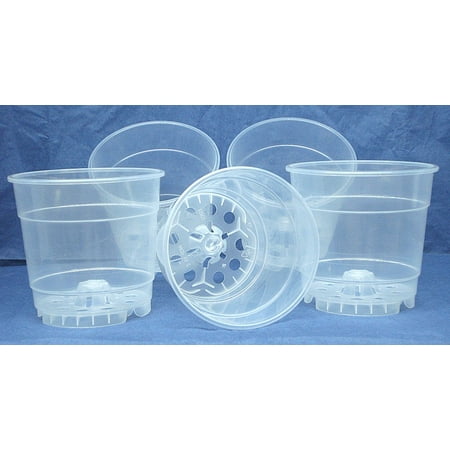 Waldor Orchids - Clear Plastic Teku Pot for Orchids 4 1/2 inch Diameter - Quantity 5