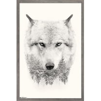 Wolf - Trees Wall Poster, 14.725" x 22.375", Framed