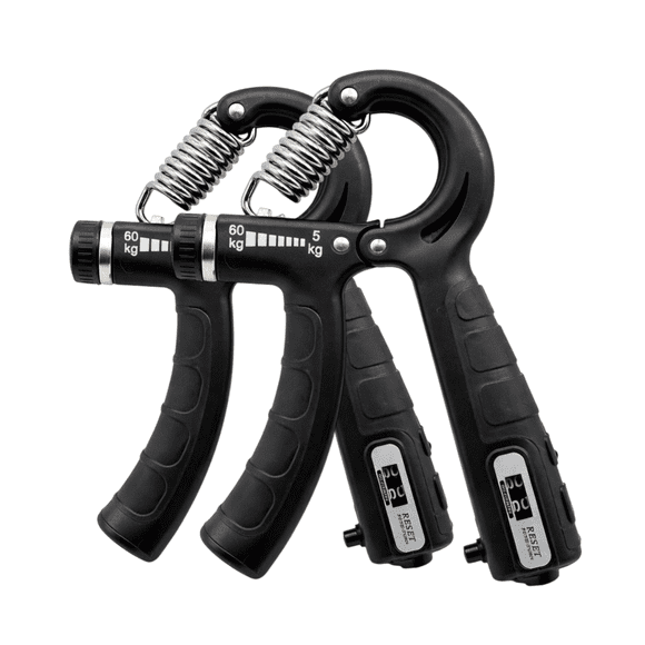 Renforcement de la Prise en Main, Lot de 2, Résistance Réglable 11–132 lb (5–60 kg), Entraîneur d'Avant-bras, Exerciseur de Main Compact pour Réadaptation à la Maison Ou au Bureau, Noir Minuit