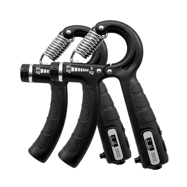 Renforcement de la Prise en Main, Lot de 2, Résistance Réglable 11–132 lb (5–60 kg), Entraîneur d'Avant-bras, Exerciseur de Main Compact pour Réadaptation à la Maison Ou au Bureau, Noir Minuit