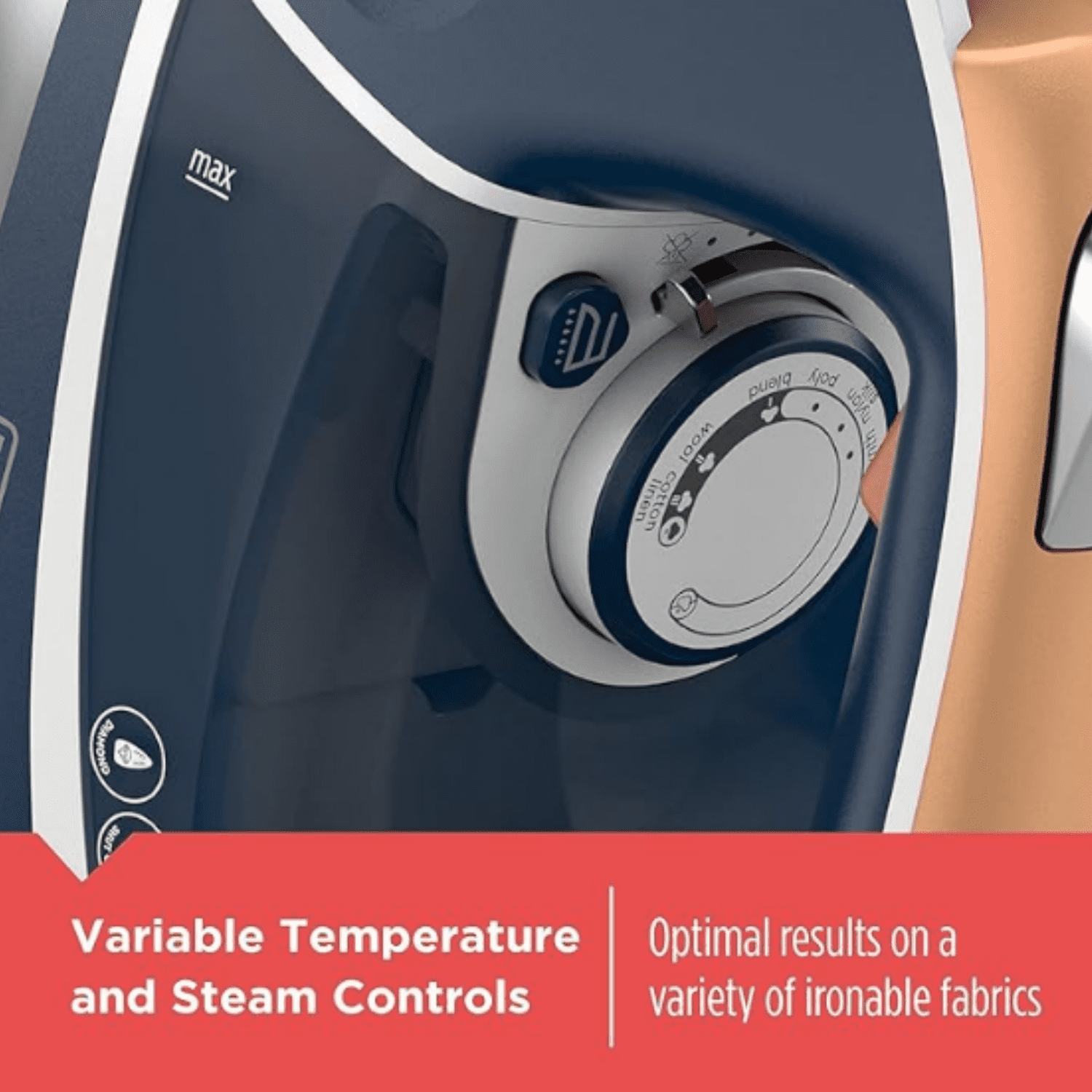 Elite Pro-Series Steam Iron, 6 Settings 1700 Watt, Navy