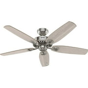 Hunter 52 inch Indoor Ceiling Fan with LED Lights - Ceiling Fan with Pull Chain, For Bedroom or Living Room, Standard Mount, No Remote, 5 Blades, Includes Bulbs - Builder 52729, Brushed Nickel