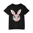 thumbnail image 4 of Virmaxy 3-10Y Kids' Easter Bunny Printed Cotton Top Happy Easter Short Sleeve Shirt for Spring Party, Egg Hunt, Casual Wear Soft Breathable Fabric Black-6 130, 4 of 4