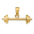 thumbnail image 3 of Real 14kt Yellow Gold 3-D Barbell Pendant; for Adults and Teens; for Women and Men, 3 of 5