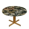 thumbnail image 3 of PIKWEEK  Pale Caramel Tan Black Elastic Edged Polyester Fitted Table Cover Camouflage Abstract Style Table Cloth ​ Round Dining Table Covers for Kitchen Picnic Party  Tables, 3 of 7