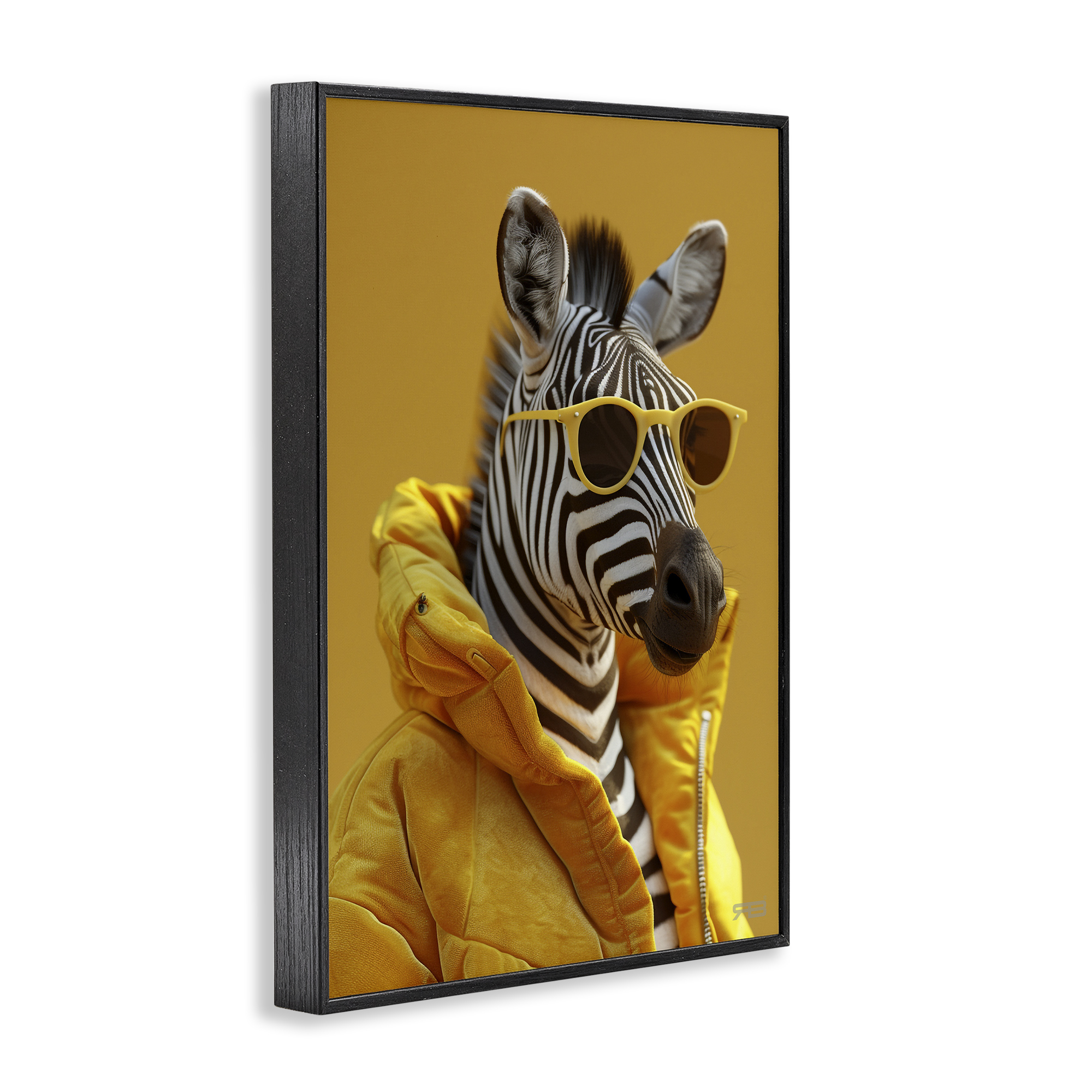 Stupell Industries Bold Zebra in Yellow Animals & Insects Painting Black Framed Art Print Wall Art, 12 x 18