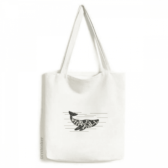 Whale Drop Outline Swimng Tote Canvas Bag Shopping Satchel Casual Handbag